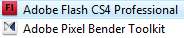 Adobe CS4 in my menu; underneath it, Adobe Pixel Bender